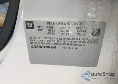 2014 Cadillac Ats Standard z USA, uszkodzony, nr VIN 1G6AA5RA8E0141967